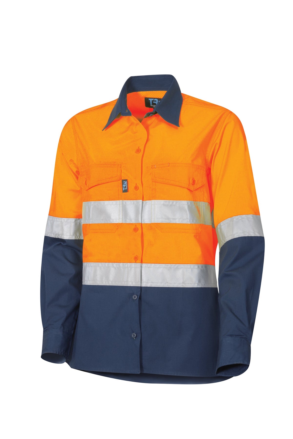 Tru Workwear Ladies Cool Performance 2 Tone Hi Vis Taped Ripstop Shirt DSW2169T1