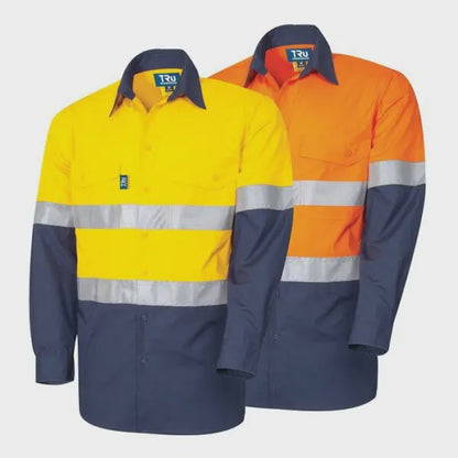 TRU Ultralightweight  Ripstop Vented Hi-Vis Cotton Workwear Shirt with Reflective Tape DS2169T1