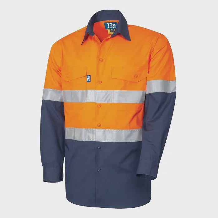TRU Ultralightweight  Ripstop Vented Hi-Vis Cotton Workwear Shirt with Reflective Tape DS2169T1